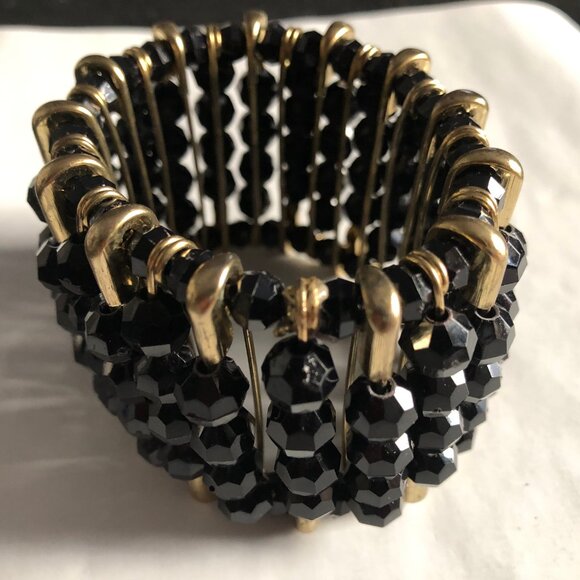 Beautiful bracelet black beads elastic metal spacer multimedia - Picture 5 of 6